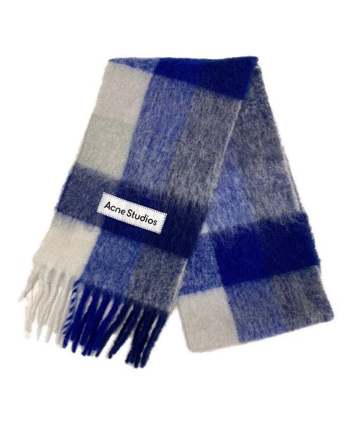Acne studios（アクネ ストゥディオス）Acne studios (アクネ ストゥディオス) モヘアチェックスカーフ ブルーの古着・服飾アイテム