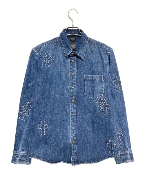 CHROME HEARTS（クロムハーツ）CHROME HEARTS (クロムハーツ) クロスパッチデニムシャツ インディゴ サイズ:Mの古着・服飾アイテム