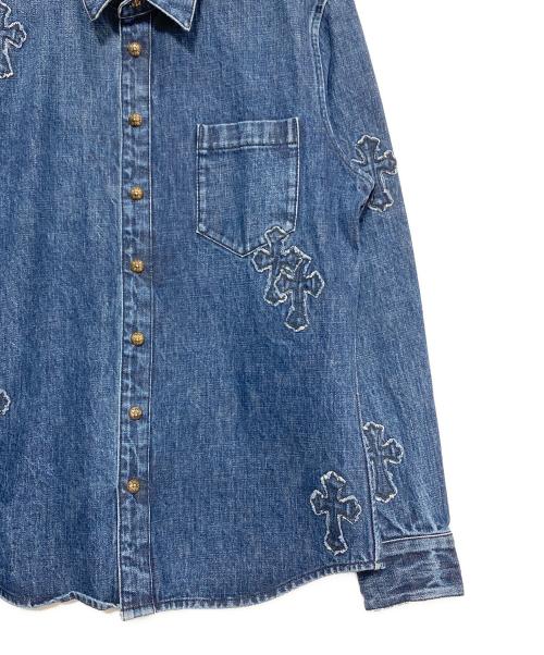 CHROME HEARTS（クロムハーツ）CHROME HEARTS (クロムハーツ) クロスパッチデニムシャツ インディゴ サイズ:Mの古着・服飾アイテム