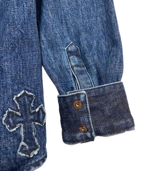 CHROME HEARTS（クロムハーツ）CHROME HEARTS (クロムハーツ) クロスパッチデニムシャツ インディゴ サイズ:Mの古着・服飾アイテム