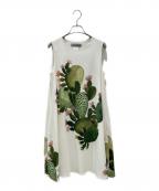 SPORT MAXスポーツマックス）の古着「プリントAラインワンピース」｜ホワイト×グリーン