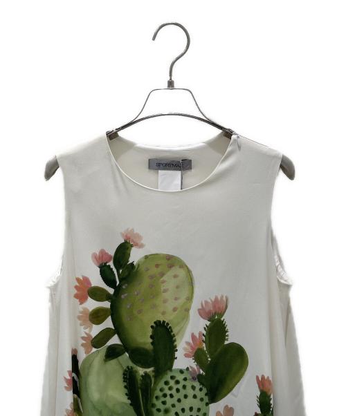 SPORT MAX（スポーツマックス）SPORT MAX (スポーツマックス) プリントAラインワンピース ホワイト×グリーン サイズ:38 未使用品の古着・服飾アイテム