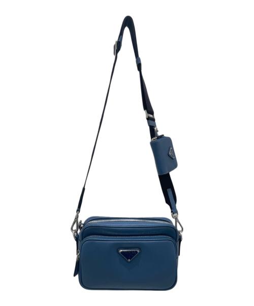 PRADA（プラダ）PRADA (プラダ) サフィアーノレザーショルダーバッグ スカイブルーの古着・服飾アイテム