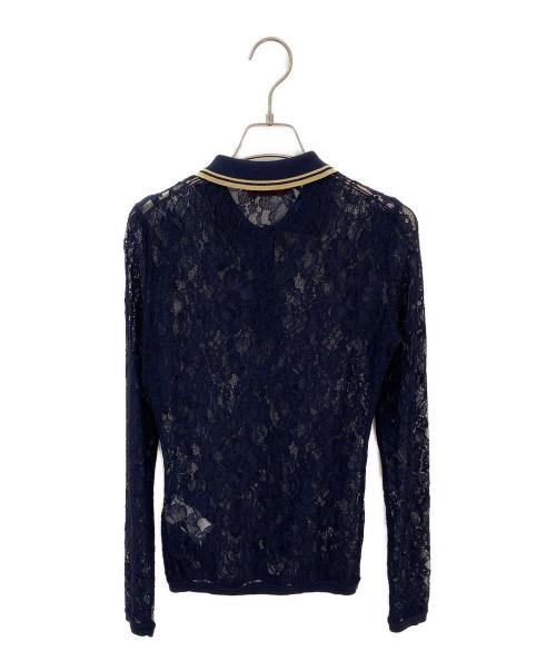 VALENTINO（ヴァレンティノ）VALENTINO (ヴァレンティノ) レースデザインポロシャツ ネイビー サイズ:Sの古着・服飾アイテム