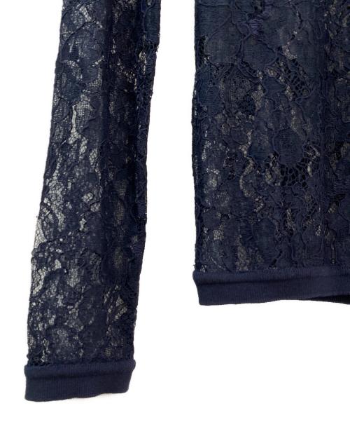 VALENTINO（ヴァレンティノ）VALENTINO (ヴァレンティノ) レースデザインポロシャツ ネイビー サイズ:Sの古着・服飾アイテム