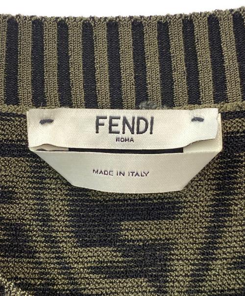 FENDI（フェンディ）FENDI (フェンディ) ズッカ総柄半袖ニット カーキ サイズ:36の古着・服飾アイテム