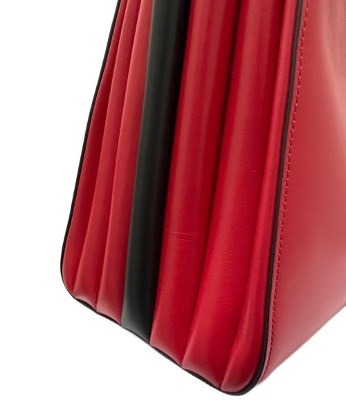 PRADA（プラダ）PRADA (プラダ) ビブリオテーク 2WAY ショルダ―バッグ レッド×ブラックの古着・服飾アイテム