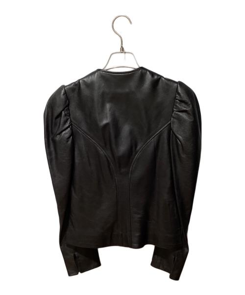LOUIS VUITTON（ルイ ヴィトン）LOUIS VUITTON (ルイ ヴィトン) ノーカラーレザージャケット ブラック サイズ:34の古着・服飾アイテム