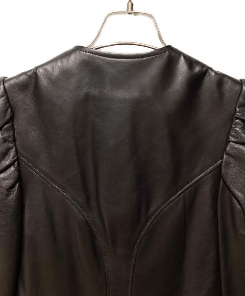 LOUIS VUITTON（ルイ ヴィトン）LOUIS VUITTON (ルイ ヴィトン) ノーカラーレザージャケット ブラック サイズ:34の古着・服飾アイテム