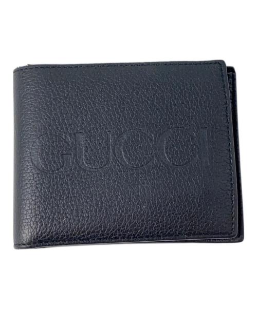 GUCCI（グッチ）GUCCI (グッチ) ロゴ二つ折り財布 ブラックの古着・服飾アイテム