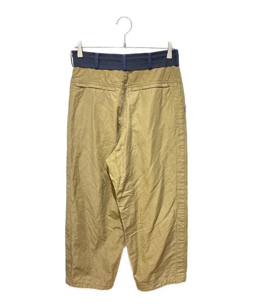 sacai（サカイ）sacai (サカイ) コットンリネンドローストリングロングパンツ カーキ サイズ:1の古着・服飾アイテム