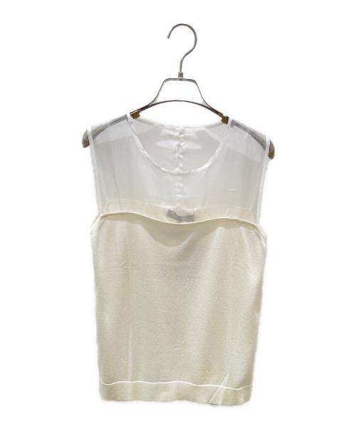 MaxMara（マックスマーラ）MaxMara (マックスマーラ) シアー切替ノースリーブブラウス アイボリー サイズ:L 未使用品の古着・服飾アイテム