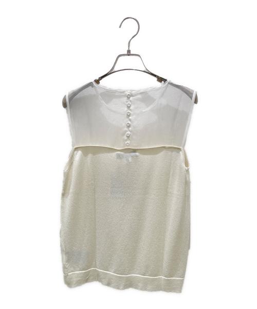MaxMara（マックスマーラ）MaxMara (マックスマーラ) シアー切替ノースリーブブラウス アイボリー サイズ:L 未使用品の古着・服飾アイテム