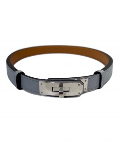 新品 HERMES ケリーベルト水色×シルバー金具 中古・古着通販】HERMES (エルメス) ケリーベルト 18mm ブルーグラシエ