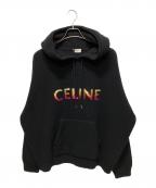 CELINEセリーヌ）の古着「22AW Gradation Logo Pullover Parka/グラデーションロゴ プルオーバー ニットパーカー」｜ブラック