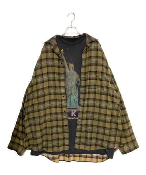 BALENCIAGA（バレンシアガ）BALENCIAGA (バレンシアガ) レイヤードチェックシャツ カーキ サイズ:3の古着・服飾アイテム