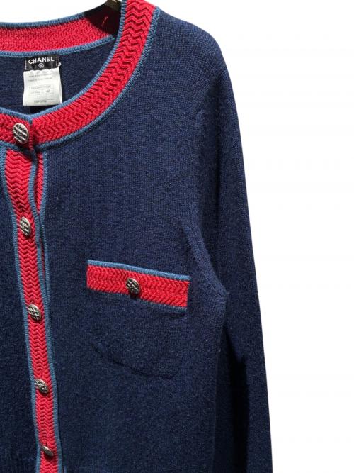 CHANEL（シャネル）CHANEL (シャネル) ココボタンカシミヤカーディガン ネイビー サイズ:42の古着・服飾アイテム