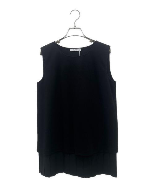 MaxMara（マックスマーラ）MaxMara (マックスマーラ) プリーツ切り替えブラウス ブラック サイズ:M 未使用品の古着・服飾アイテム