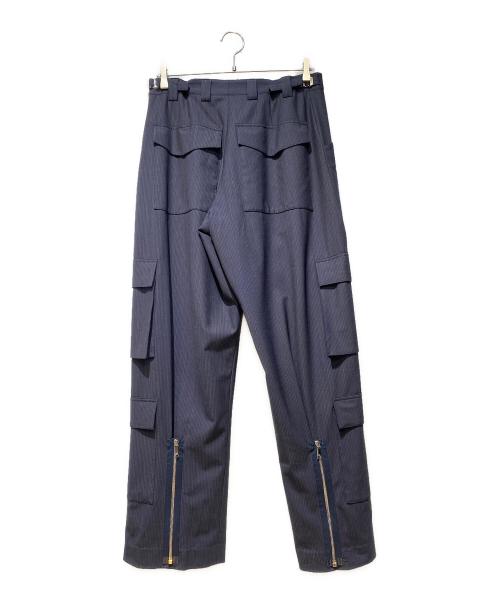 Christian Dior（クリスチャン ディオール）Christian Dior (クリスチャン ディオール) 裾 ジップ ストライプ スラックス カーゴ パンツ ネイビー サイズ:46の古着・服飾アイテム