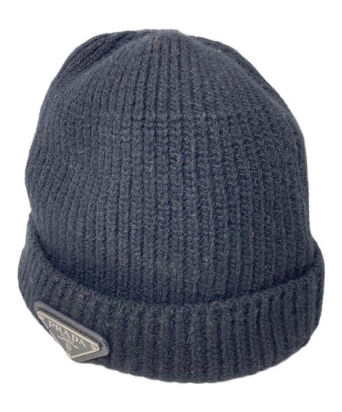 PRADA（プラダ）PRADA (プラダ) トライアングルロゴビーニー ブラック サイズ:Mの古着・服飾アイテム