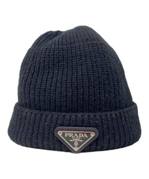 PRADA（プラダ）PRADA (プラダ) トライアングルロゴビーニー ブラック サイズ:Mの古着・服飾アイテム