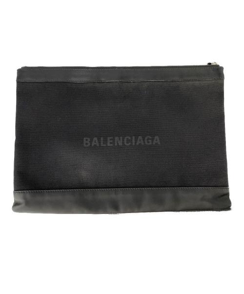 BALENCIAGA（バレンシアガ）BALENCIAGA (バレンシアガ) ロゴキャンバスクラッチバッグ ブラックの古着・服飾アイテム