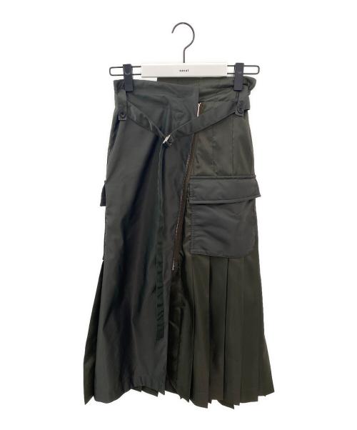 sacai（サカイ）sacai (サカイ) Nylon Twill Skirt カーキ サイズ:１の古着・服飾アイテム