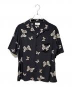CELINEセリーヌ）の古着「Butterfly Hawaiian Rayon S/S Shirt」｜ブラック×ホワイト