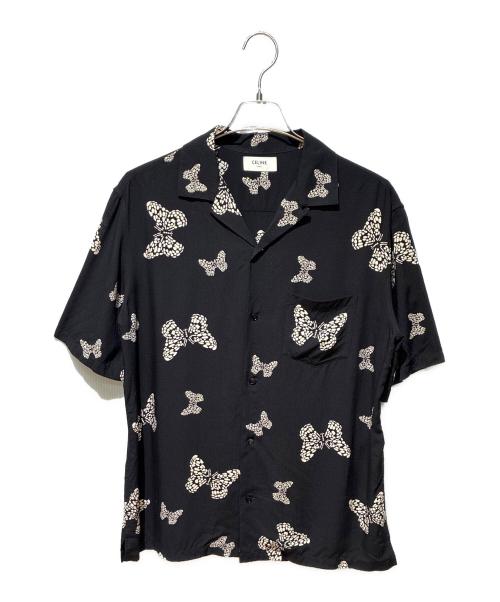 CELINE（セリーヌ）CELINE (セリーヌ) Butterfly Hawaiian Rayon S/S Shirt ブラック×ホワイト サイズ:38の古着・服飾アイテム