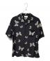 CELINE（セリーヌ）の古着「Butterfly Hawaiian Rayon S/S Shirt」｜ブラック×ホワイト