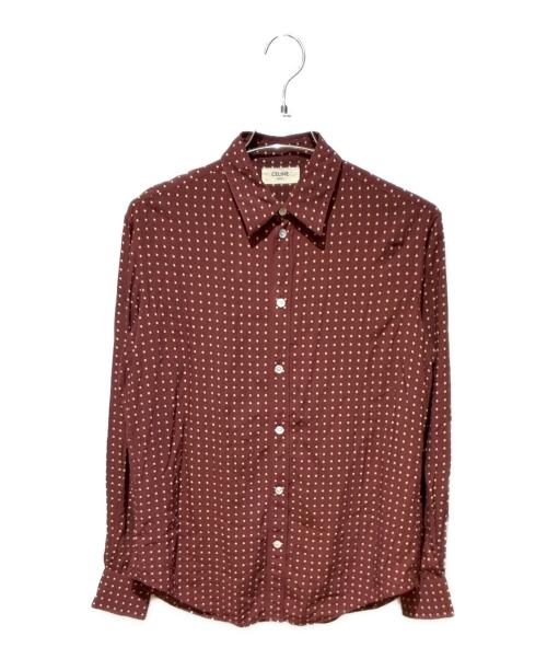 CELINE（セリーヌ）CELINE (セリーヌ) ドットレーヨンシャツ バーガンディー サイズ:38の古着・服飾アイテム