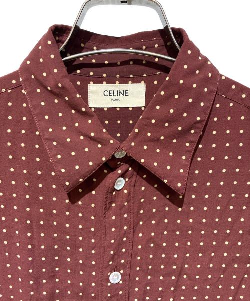 CELINE（セリーヌ）CELINE (セリーヌ) ドットレーヨンシャツ バーガンディー サイズ:38の古着・服飾アイテム