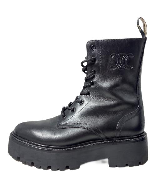 CELINE（セリーヌ）CELINE (セリーヌ) バルキーレースアップブーツ ブラック サイズ:39の古着・服飾アイテム