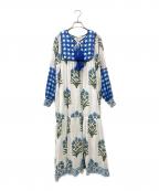 SZ Blockprintsエスゼットブロックプリント）の古着「ブロックプリントワンピース」｜ホワイト×ブルー