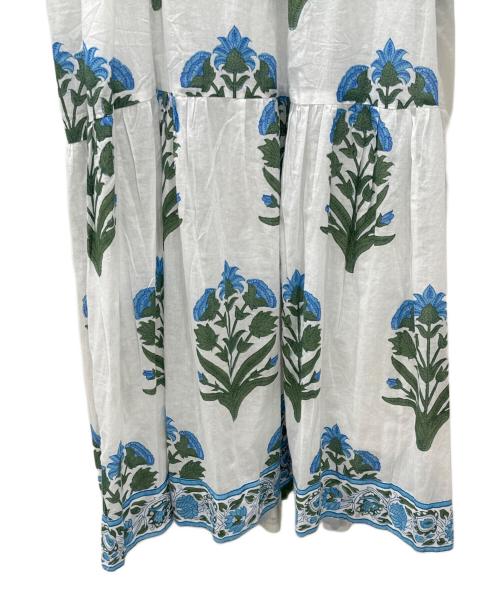 SZ Blockprints（エスゼットブロックプリント）SZ Blockprints (エスゼットブロックプリント) ブロックプリントワンピース ホワイト×ブルー サイズ:Sの古着・服飾アイテム