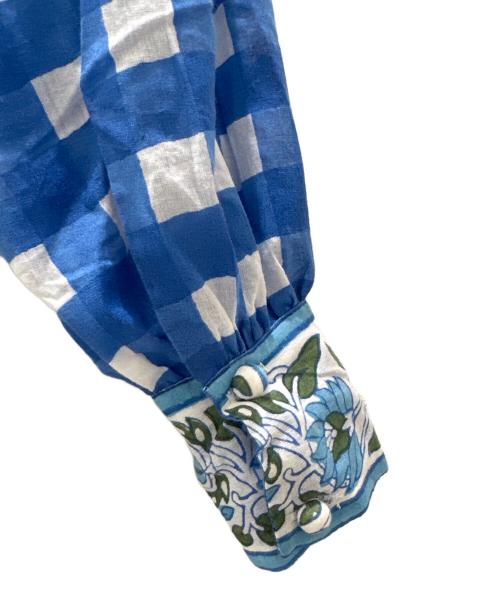 SZ Blockprints（エスゼットブロックプリント）SZ Blockprints (エスゼットブロックプリント) ブロックプリントワンピース ホワイト×ブルー サイズ:Sの古着・服飾アイテム