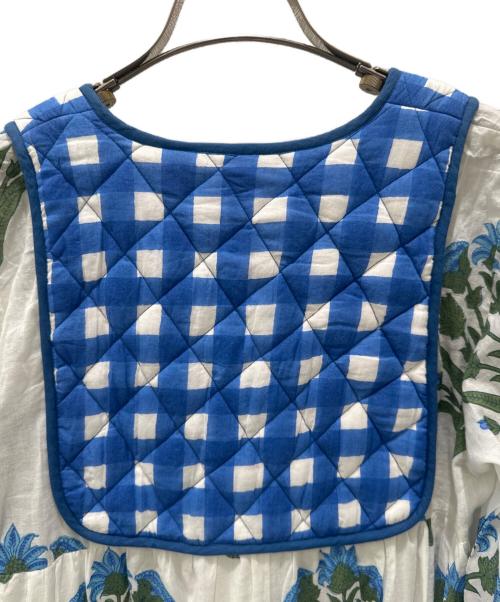 SZ Blockprints（エスゼットブロックプリント）SZ Blockprints (エスゼットブロックプリント) ブロックプリントワンピース ホワイト×ブルー サイズ:Sの古着・服飾アイテム