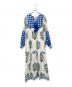 SZ Blockprints（エスゼットブロックプリント）の古着「ブロックプリントワンピース」｜ホワイト×ブルー