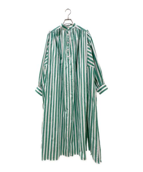 Ron Herman（ロンハーマン）Ron Herman (ロンハーマン) シャツワンピース グリーン×ホワイト サイズ:FREEの古着・服飾アイテム