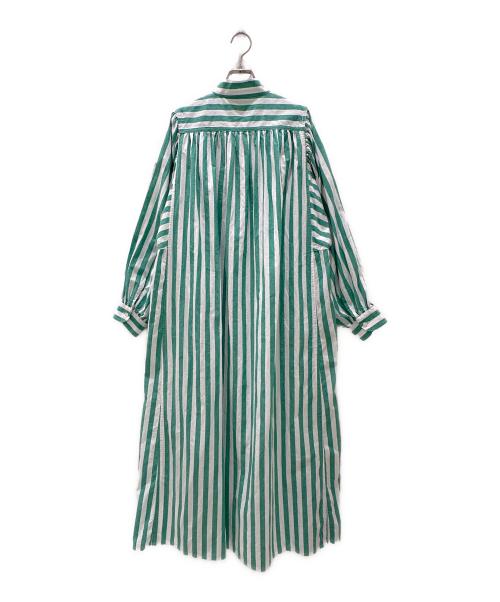 Ron Herman（ロンハーマン）Ron Herman (ロンハーマン) シャツワンピース グリーン×ホワイト サイズ:FREEの古着・服飾アイテム