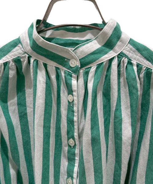 Ron Herman（ロンハーマン）Ron Herman (ロンハーマン) シャツワンピース グリーン×ホワイト サイズ:FREEの古着・服飾アイテム