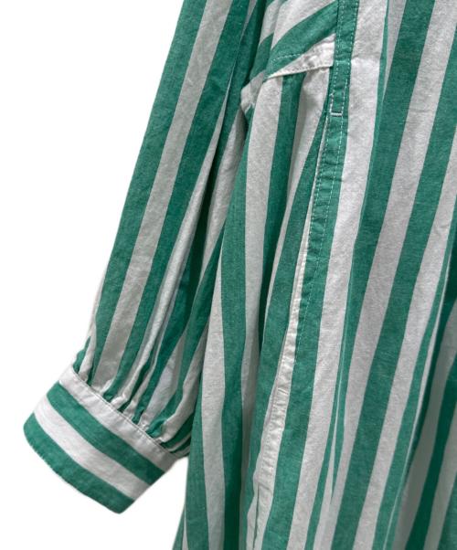Ron Herman（ロンハーマン）Ron Herman (ロンハーマン) シャツワンピース グリーン×ホワイト サイズ:FREEの古着・服飾アイテム