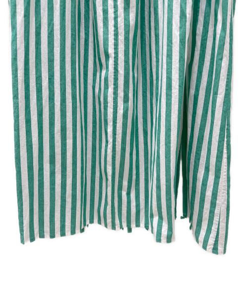 Ron Herman（ロンハーマン）Ron Herman (ロンハーマン) シャツワンピース グリーン×ホワイト サイズ:FREEの古着・服飾アイテム