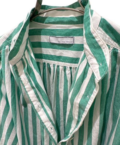 Ron Herman（ロンハーマン）Ron Herman (ロンハーマン) シャツワンピース グリーン×ホワイト サイズ:FREEの古着・服飾アイテム