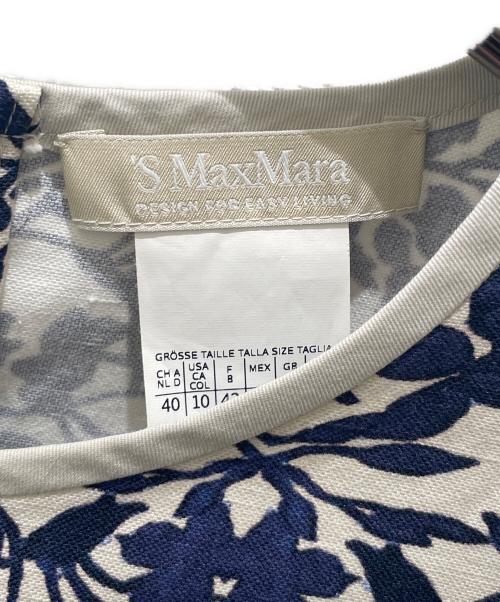 'S Max Mara（エスマックスマーラ）'S Max Mara (エスマックスマーラ) フラワーデザインノースリーブワンピース アイボリー×ブルー サイズ:44の古着・服飾アイテム