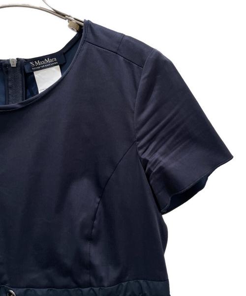 'S Max Mara（エスマックスマーラ）'S Max Mara (エスマックスマーラ) 異素材切替ギャザーワンピース ネイビー サイズ:42の古着・服飾アイテム