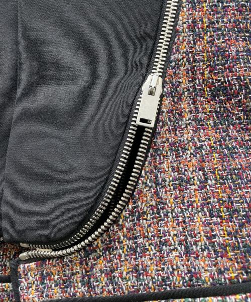 CELINE（セリーヌ）CELINE (セリーヌ) ジップ切り替えノーカラーツイードジャケット マルチカラー サイズ:40の古着・服飾アイテム
