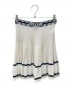 CHANELシャネル）の古着「テープロゴ ニットスカート」｜ホワイト×ブラック