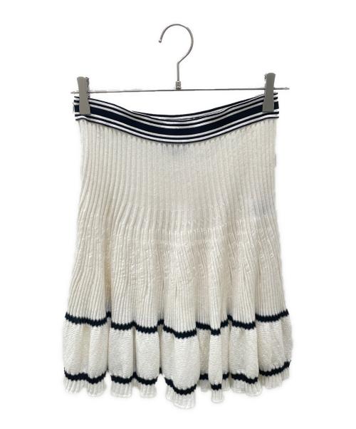 CHANEL（シャネル）CHANEL (シャネル) テープロゴ ニットスカート ホワイト×ブラック サイズ:38の古着・服飾アイテム