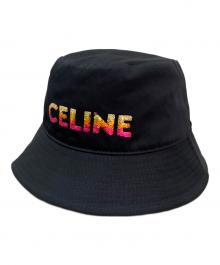 CELINE（セリーヌ）の古着「エンブロイダリーグラデーションシークインバケットハット」｜ブラック
